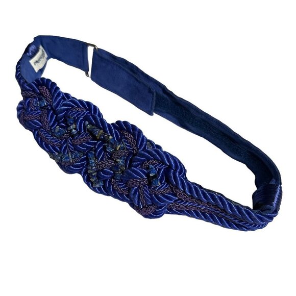 Vintage Bellissimo Royal Blue Braided Stone Women’s Belt - Picture 2 of 11